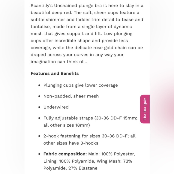 Scantilly unchained sheer plunge bra in deep red size 34FF 34H - Picture 5 of 11